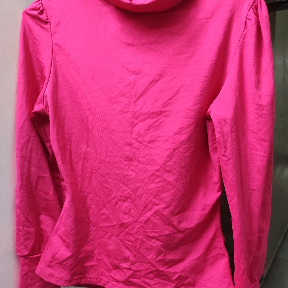 Turtle Neck Pink Rouched Warm Top.. - Picture 2 of 11
